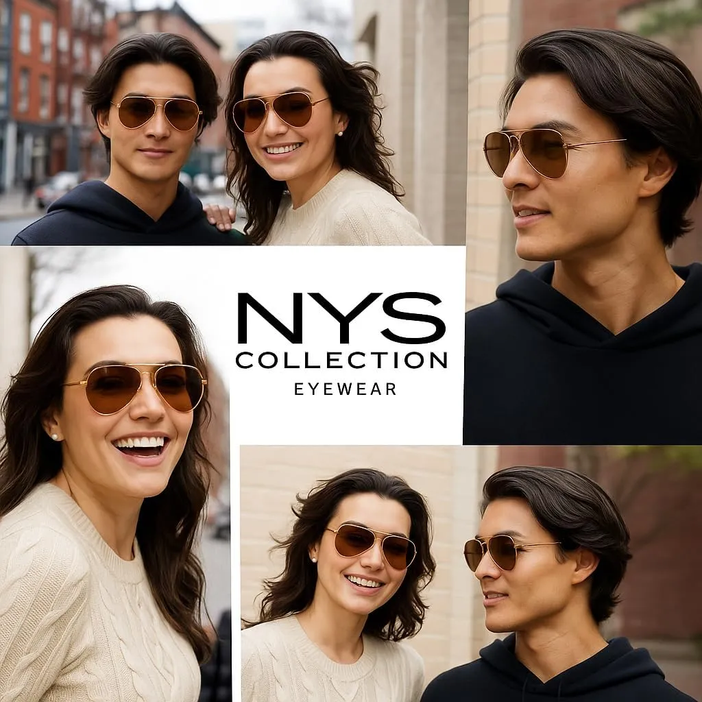 NYS Collection Premium Polarized Classic Aviator Sunglasses, Lightweight Frame, 63mm Lenses, UV400 for Men & Women