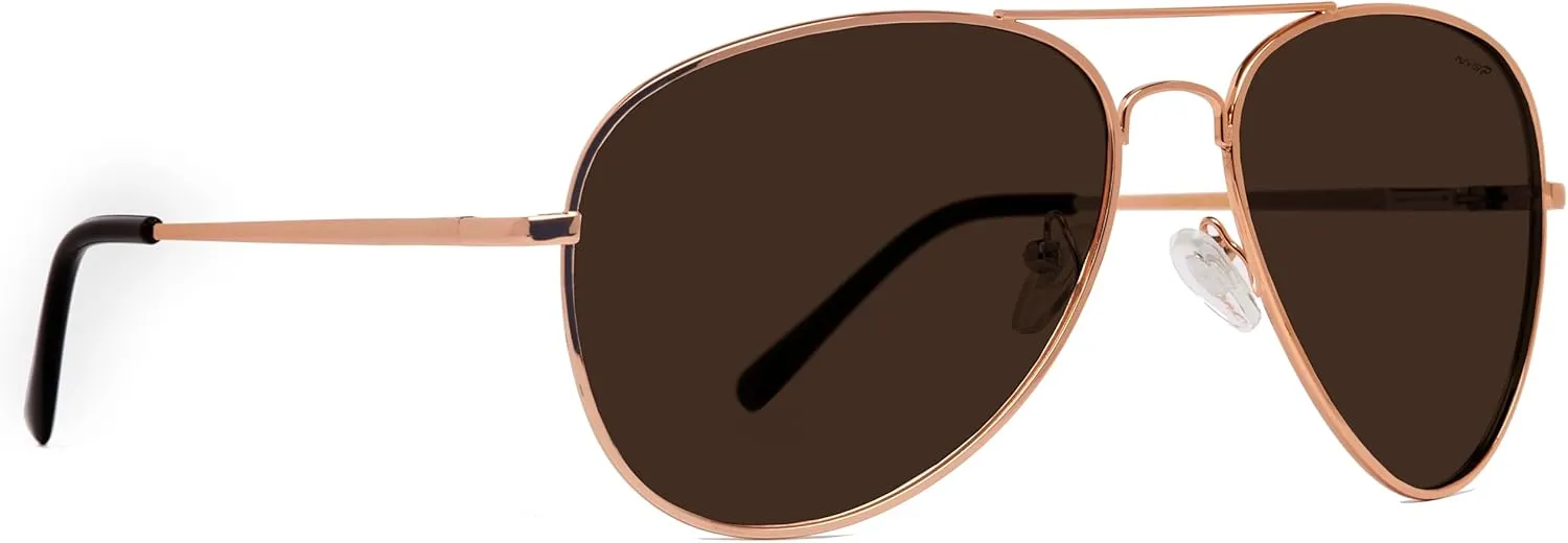 NYS Collection Premium Polarized Classic Aviator Sunglasses, Lightweight Frame, 63mm Lenses, UV400 for Men & Women