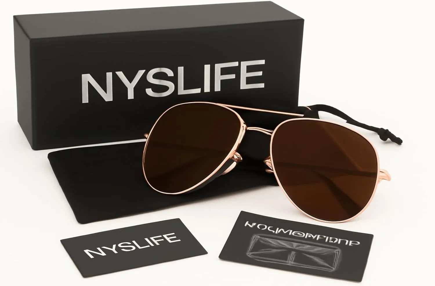 NYS Collection Premium Polarized Classic Aviator Sunglasses, Lightweight Frame, 63mm Lenses, UV400 for Men & Women