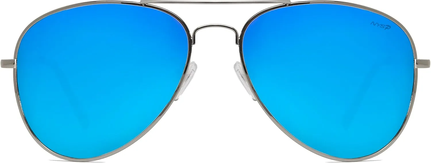 NYS Collection Premium Polarized Classic Aviator Sunglasses, Lightweight Frame, 63mm Lenses, UV400 for Men & Women