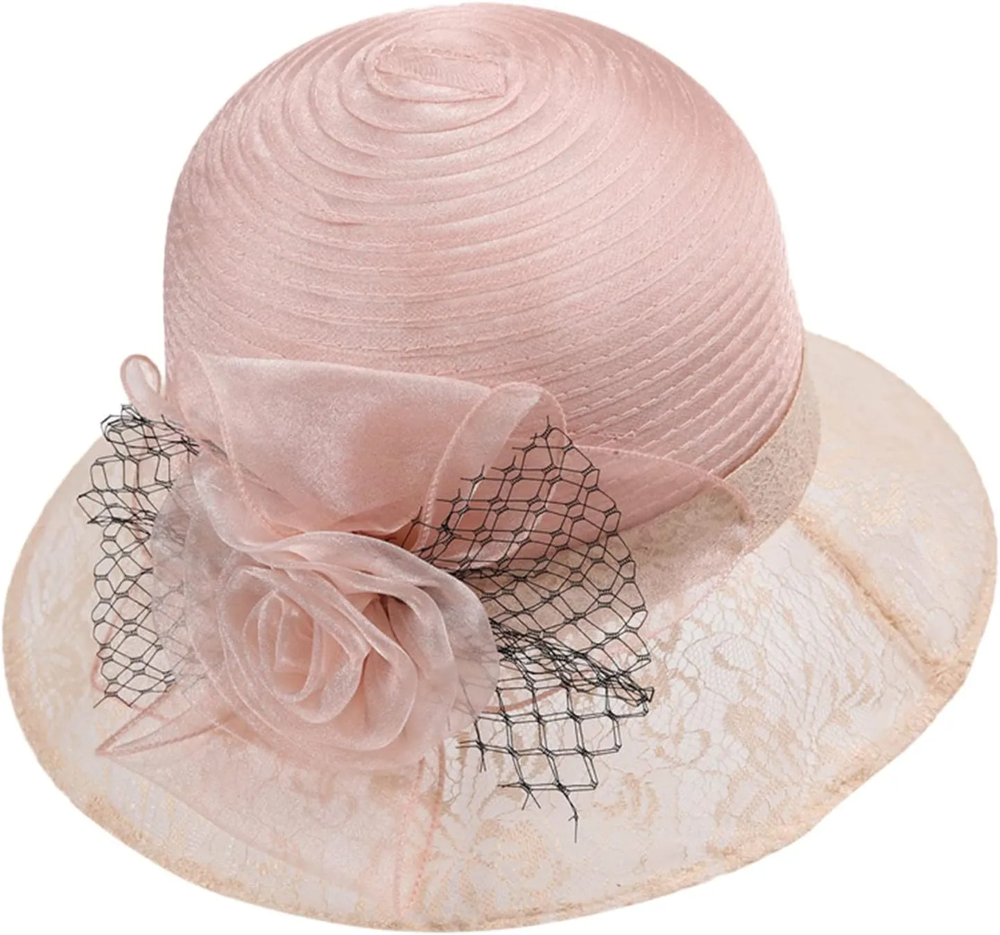 Organza Derby Church Hats for Women Elegant Fascinators Hats Cocktail Tea Party Summer Sun Hat Flowers Wide Brim Hat