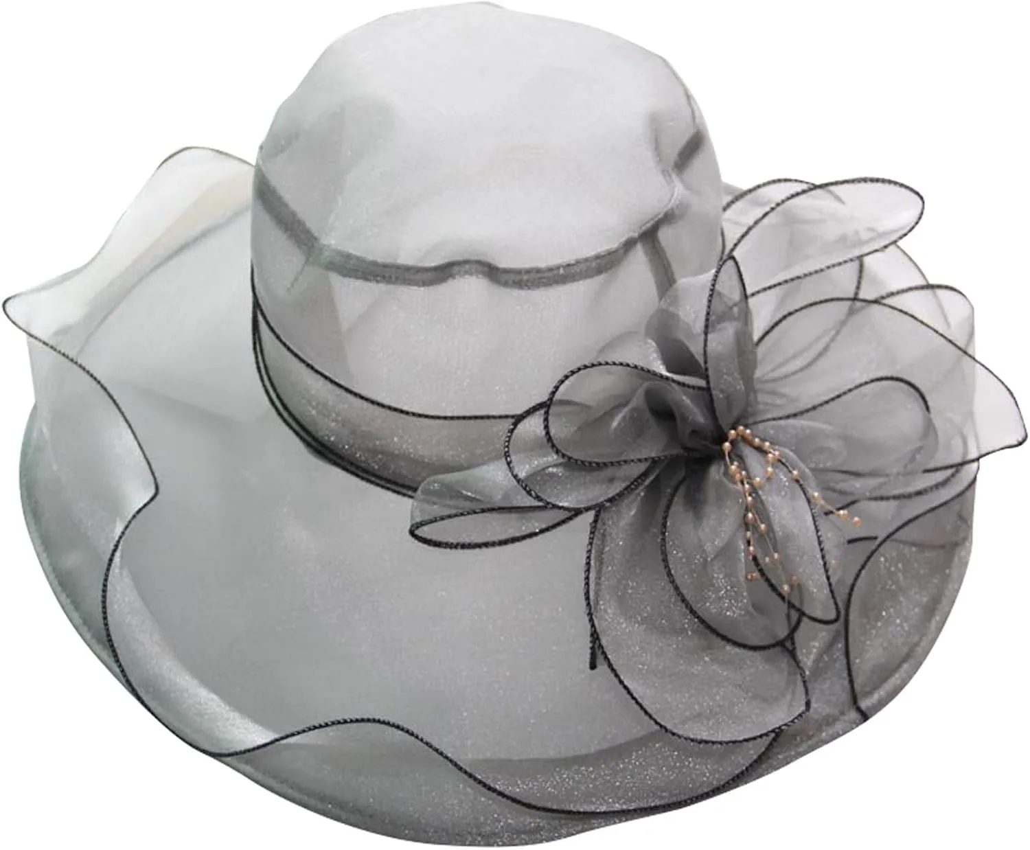 Organza Kentucky Church Fascinator Wedding Tea Cocktail Party Derby Hats for Women Flower Elegant Wide Brim Sun Hat
