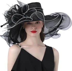 Organza Kentucky Fascinator Hats for Women 𝐃erby Cocktail Tea Party Sun Hat Wedding Flower Church Cap