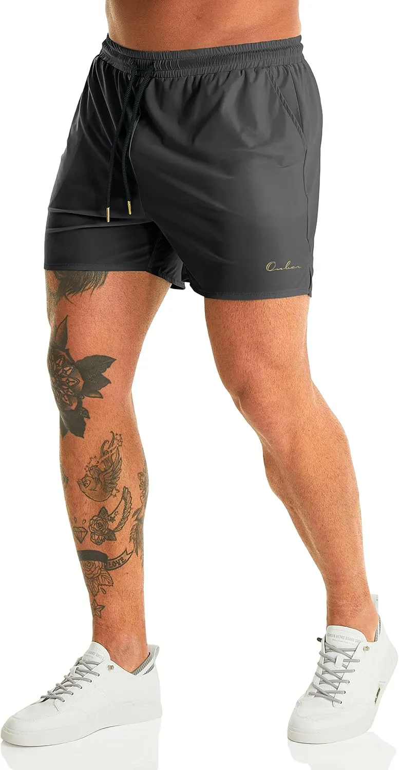 Ouber Men's Light Athletic Short Workout Quick Dry Shorts for Running Swimming Gym Training Shorts