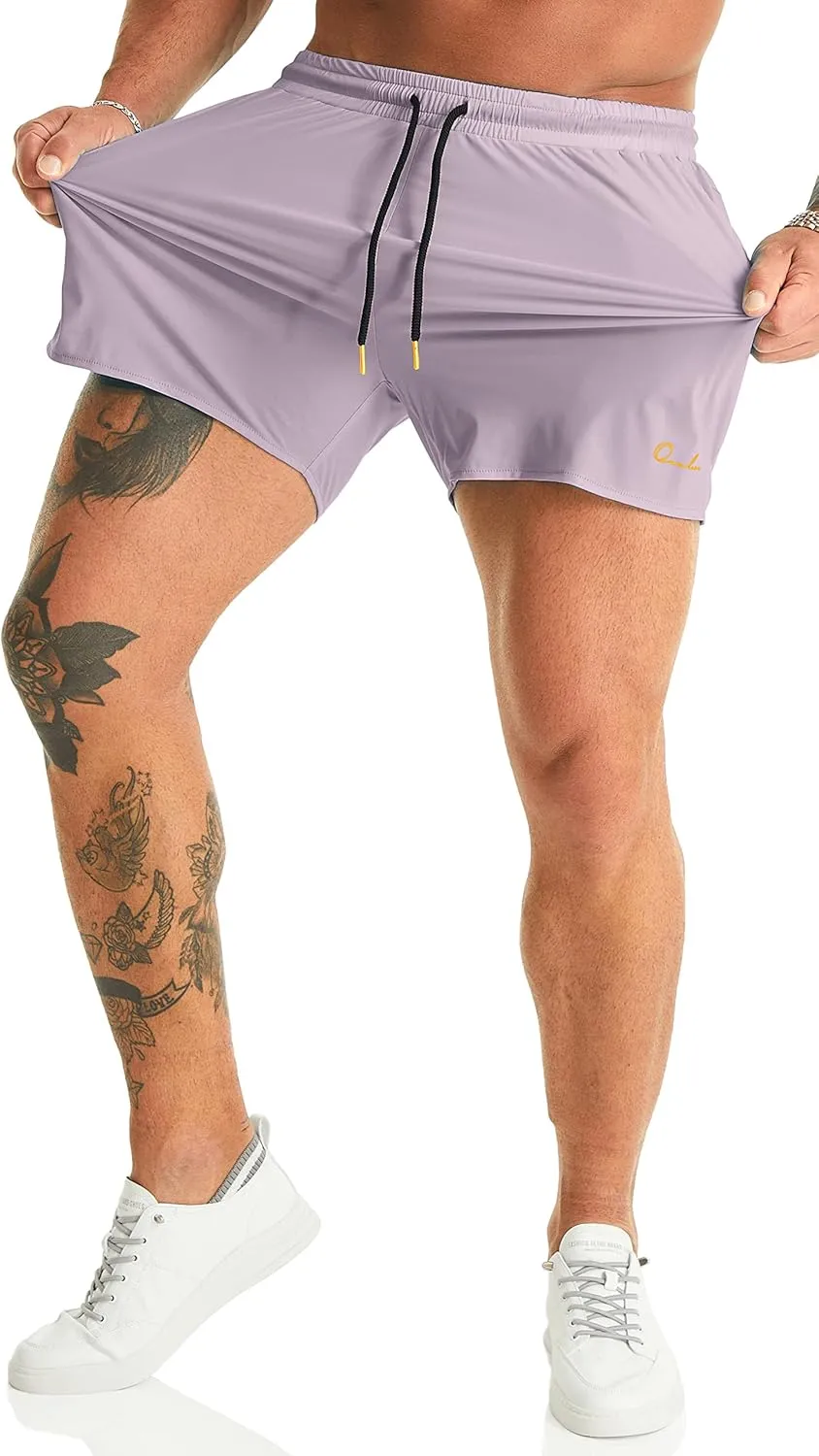 Ouber Men's Light Athletic Short Workout Quick Dry Shorts for Running Swimming Gym Training Shorts