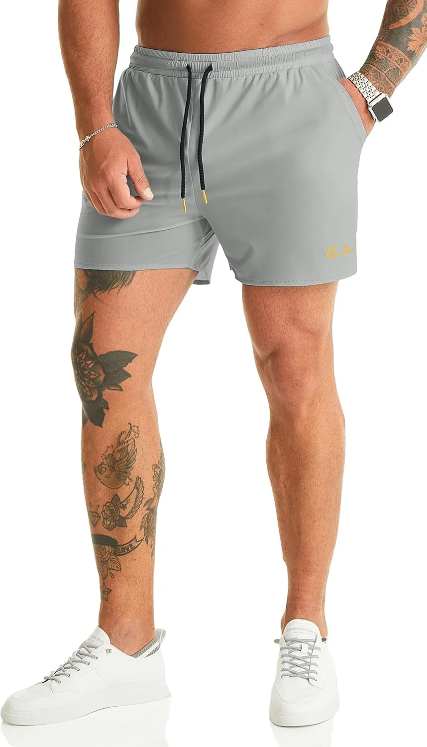 Ouber Men's Light Athletic Short Workout Quick Dry Shorts for Running Swimming Gym Training Shorts