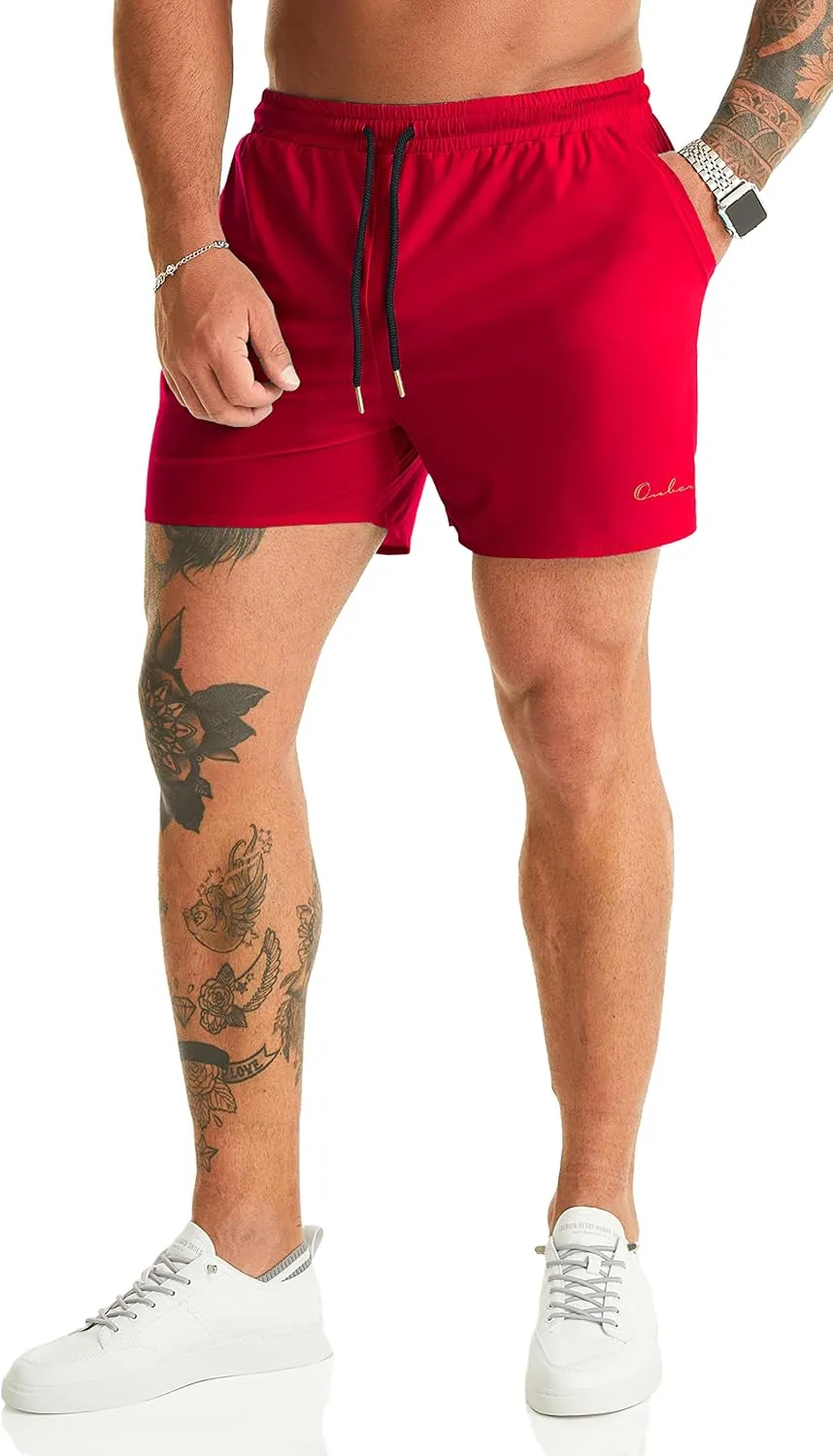Ouber Men's Light Athletic Short Workout Quick Dry Shorts for Running Swimming Gym Training Shorts