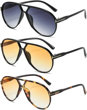 Oversized Aviator Sunglasses for Women Men Trendy 70s Large Sun Glasses UV400 Protection