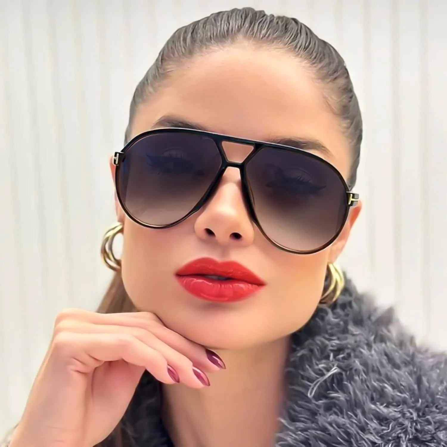 Oversized Aviator Sunglasses for Women Men Trendy 70s Large Sun Glasses UV400 Protection