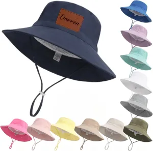 Personalized Baby Bucket Hat for Infant Kids Toddler, Custom Baby Boy Sun Hat with Name, 0-12 Years Kids UPF 50  Sun Protection Wide Brim Bucket Summer Hat for Girls Boys Multicolor