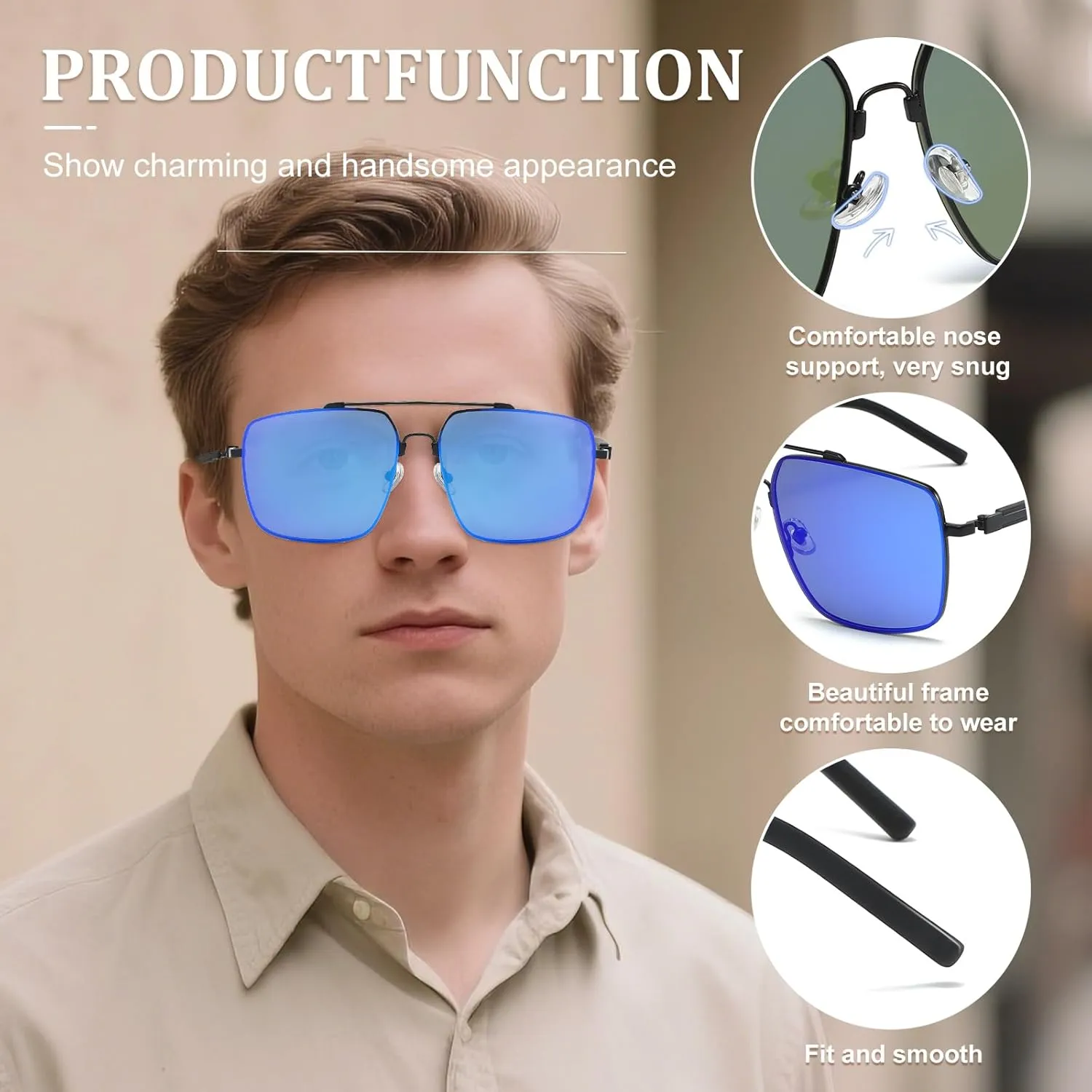 Pilot Sunglasses With UV400 Polarized Lenses, Suitable for Both Men and Women