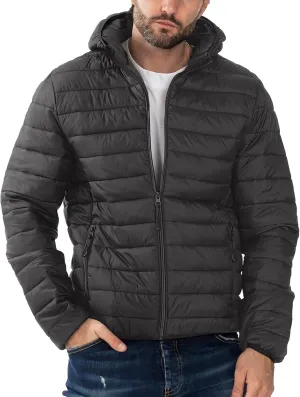 Polu Men's Puffer Jacket with Hood Lightweight Windproof Water-Resistant Winter Down Jacket For Outdoor Hiking Camping