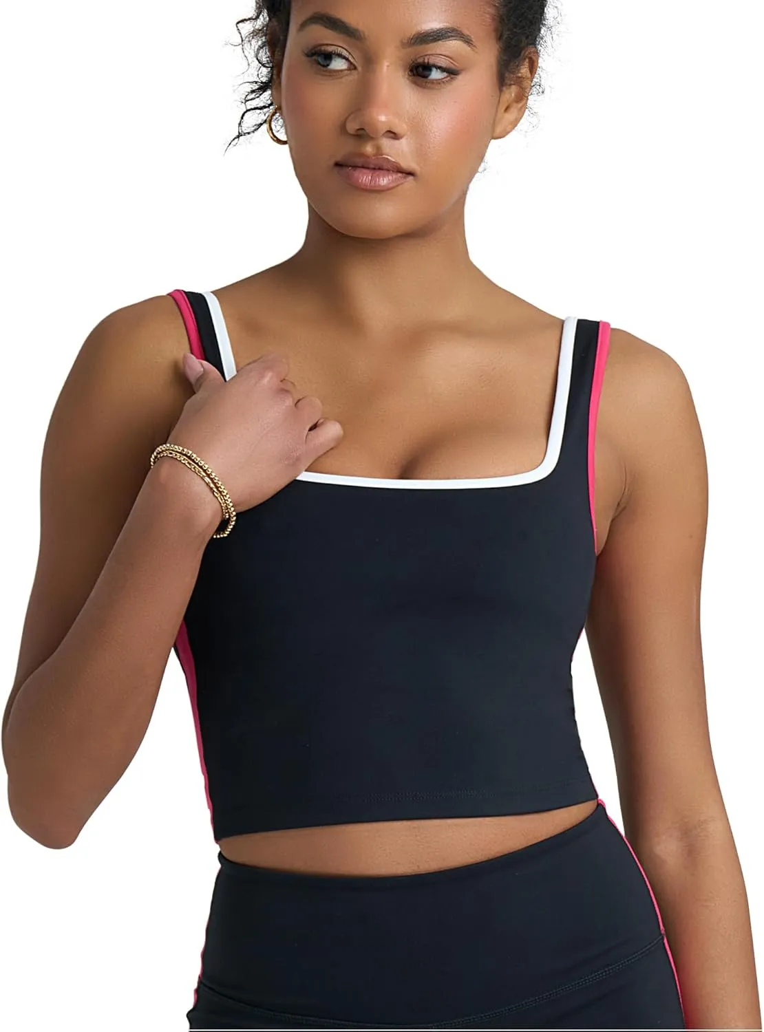 POPSUGAR PS Workout Tank Tops for Women with Built in Bra, Racerback Sports Athletic Shirts Camisole Yoga Top with Shelf Bra