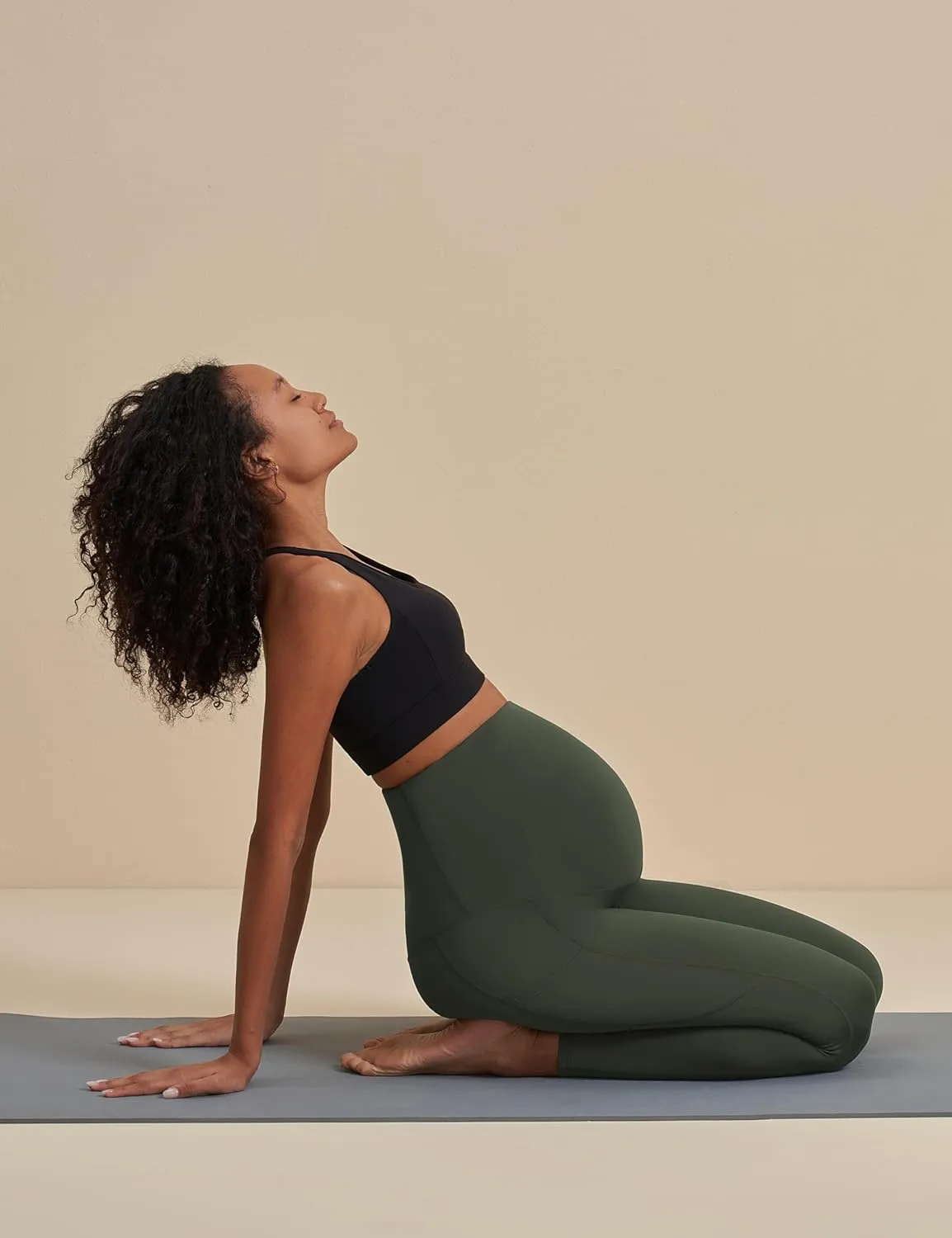 POSHDIVAH Women's Maternity Workout Leggings Over The Belly Pregnancy Yoga Pants with Pockets Soft Activewear Work Pants
