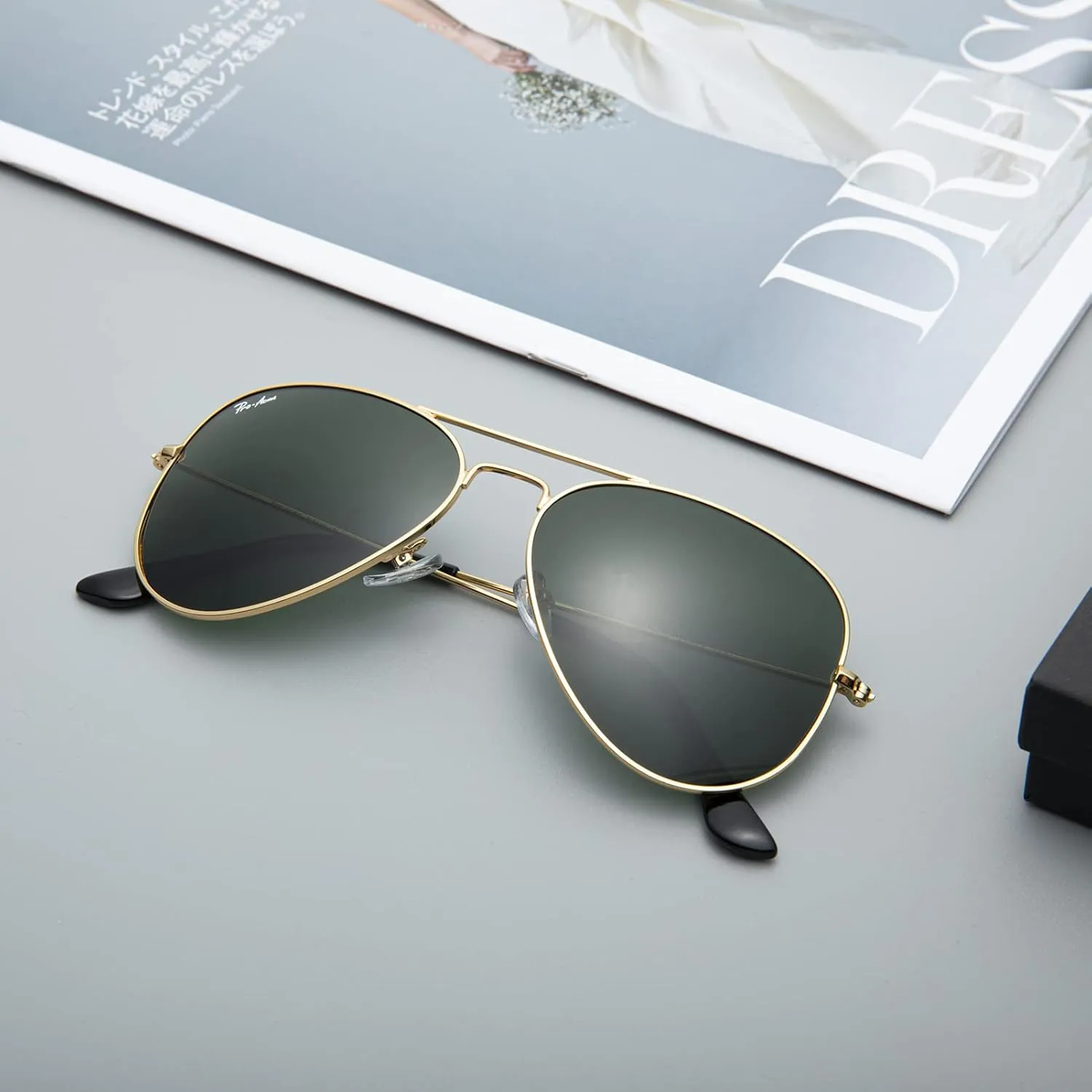 Pro Acme Classic Polarized Aviator Sunglasses for Women Men, Lightweight Metal Pilot Frame UV400 Protection 58MM