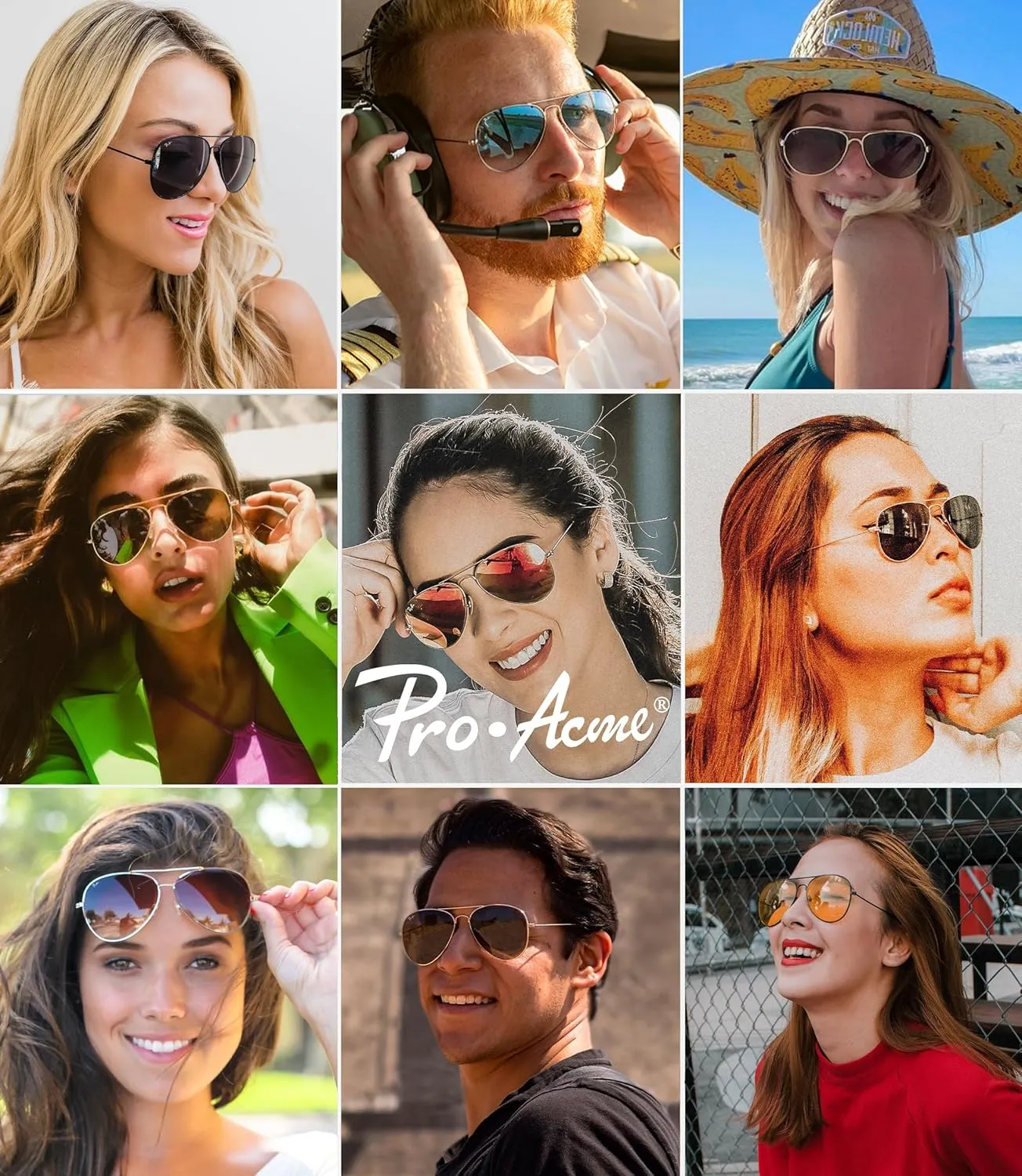 Pro Acme Classic Polarized Aviator Sunglasses for Women Men, Lightweight Metal Pilot Frame UV400 Protection 58MM