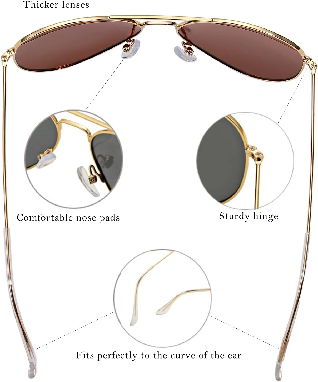 Pro Acme Classic Polarized Aviator Sunglasses for Women Men, Lightweight Metal Pilot Frame UV400 Protection 58MM