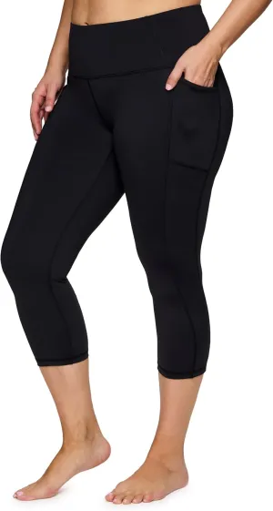 RBX Activewear Plus Size Legging for Women in Capri Length High Waist Squat Proof Running Yoga Pants with Pockets