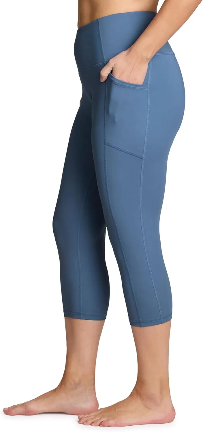 RBX Activewear Plus Size Legging for Women in Capri Length High Waist Squat Proof Running Yoga Pants with Pockets