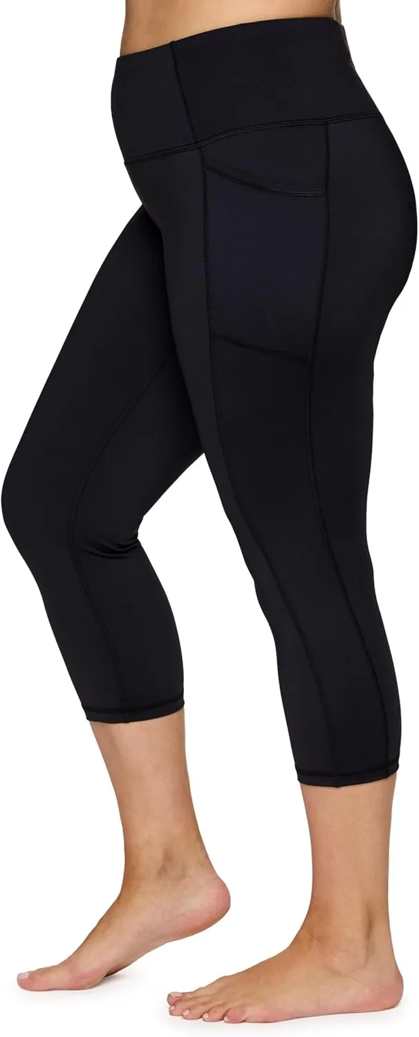 RBX Activewear Plus Size Legging for Women in Capri Length High Waist Squat Proof Running Yoga Pants with Pockets