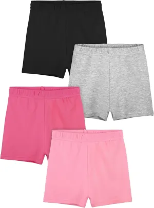 Resinta 4 Pack Girls Cotton Bike Shorts Toddler Basic Cartwheel Shorts Kids Under Dress Shorts Solid Dance Safety Shorts
