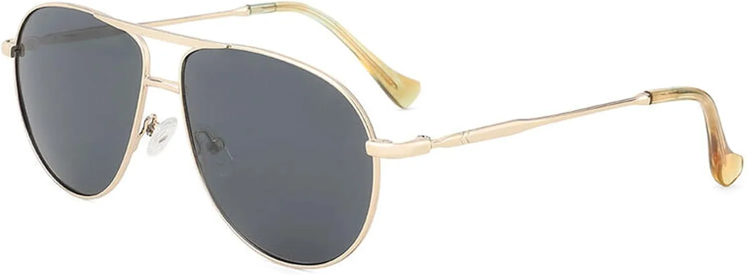 Retro Square Polarized Aviator Sunglasses for Men Women Classic Metal Frame UV400 Protection for Driving/Holiday