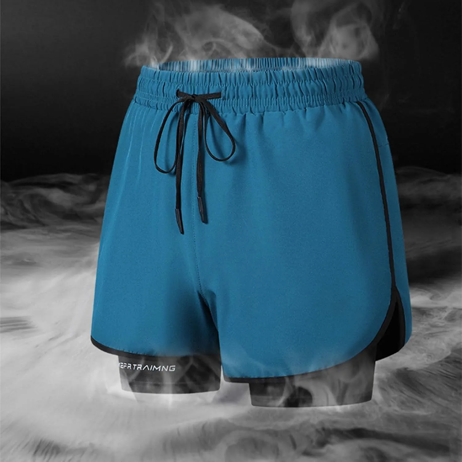 Running Basketball Hiking Shorts Breathable Quick-Dry Shorts with Compression Linen Elastic Drawstring Waist Pants