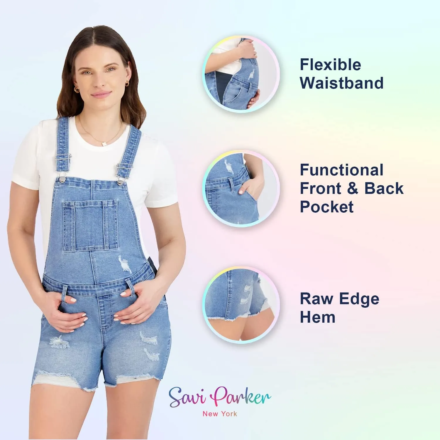 Savi Parker Women's Maternity Shortall - Mom To Be Comfy Activewear, Pregnancy Clothes for Summer, Casual Wear, BCI Certified