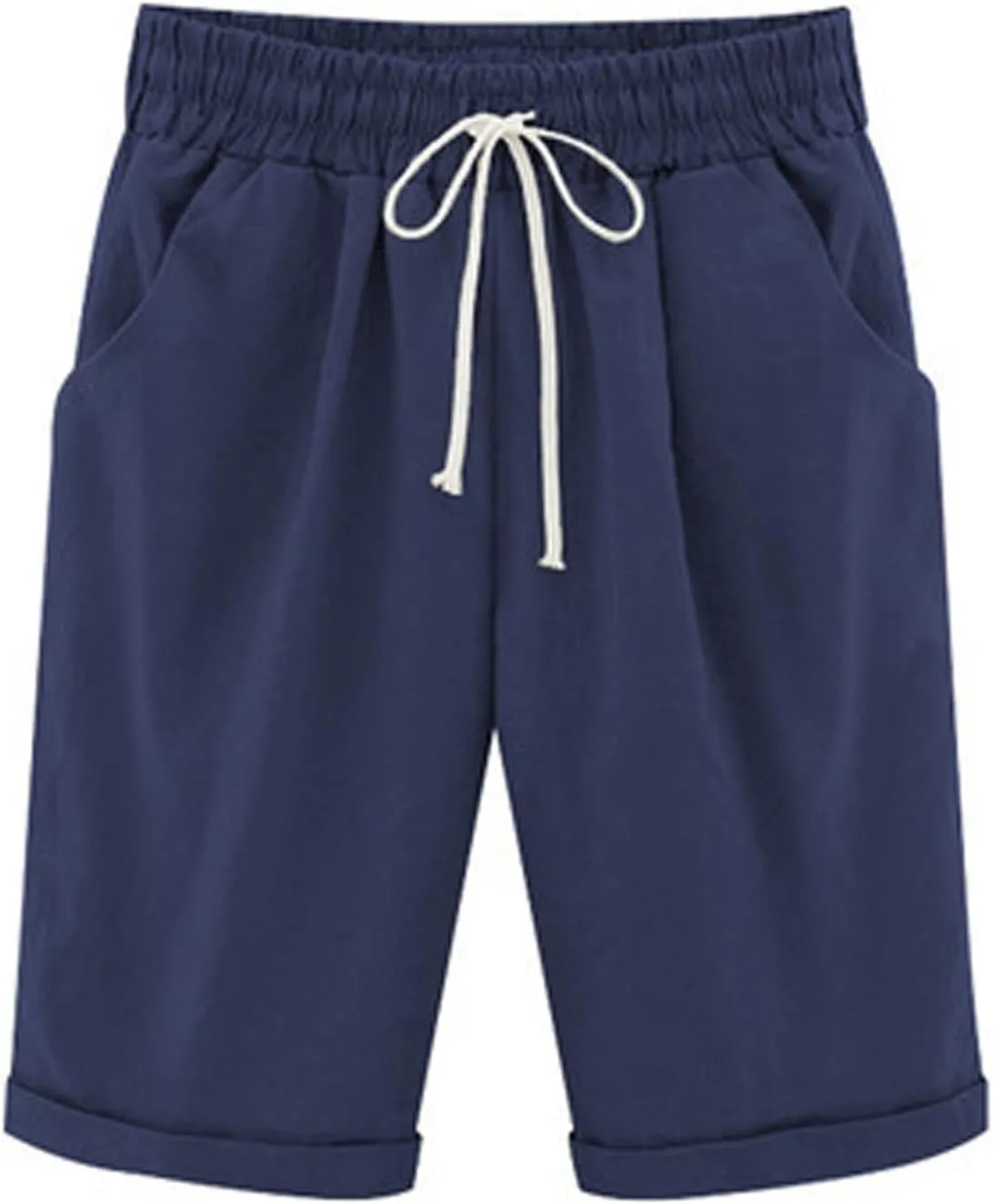 sdbrld Bermuda Shorts for Women,Womens Bermuda Shorts Trendy Summer Drawstring Shorts High Waisted Cotton Athletic Shorts