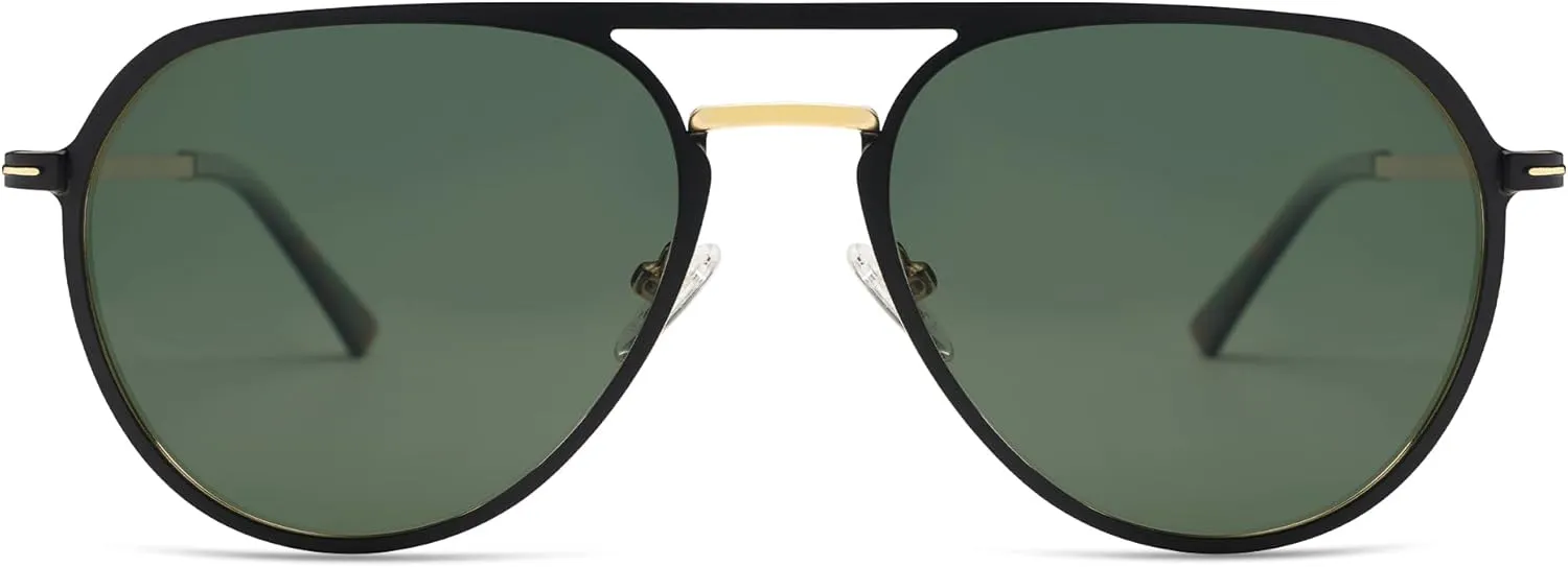 SOJOS Trendy Aviator Polarized Sunglasses for Women Men Retro Shades Classic Metal Sun Glasses SJ1204A