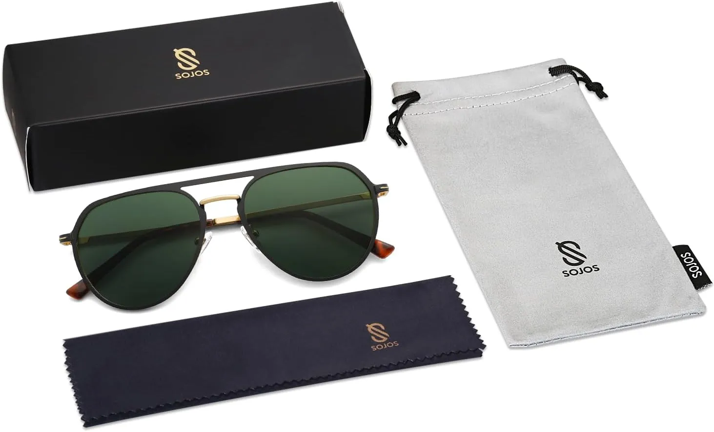 SOJOS Trendy Aviator Polarized Sunglasses for Women Men Retro Shades Classic Metal Sun Glasses SJ1204A