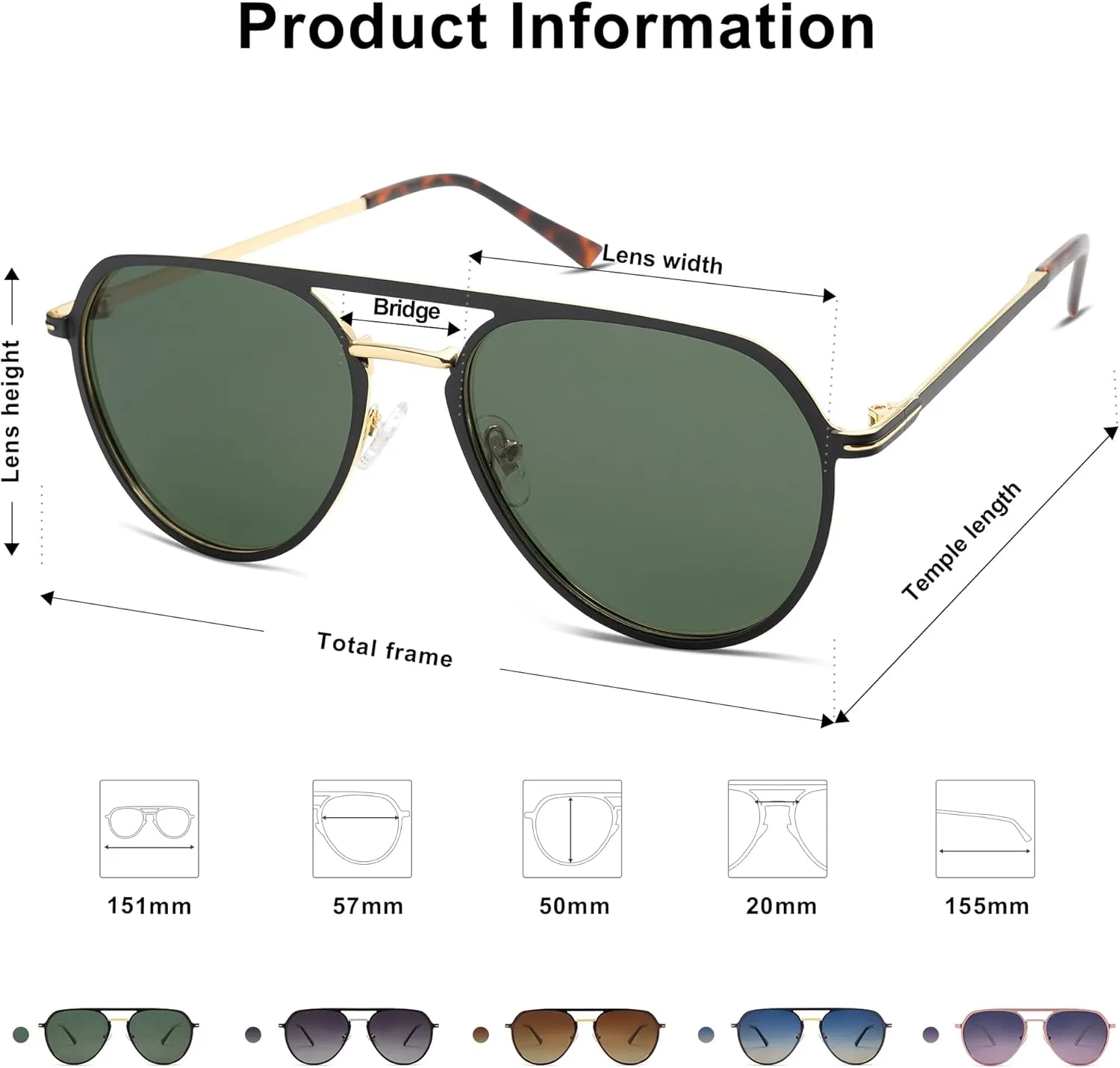 SOJOS Trendy Aviator Polarized Sunglasses for Women Men Retro Shades Classic Metal Sun Glasses SJ1204A