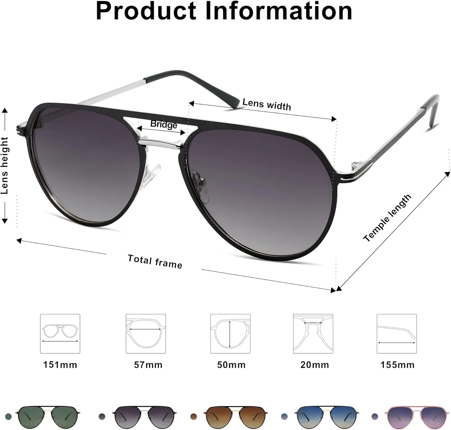 SOJOS Trendy Aviator Polarized Sunglasses for Women Men Retro Shades Classic Metal Sun Glasses SJ1204A