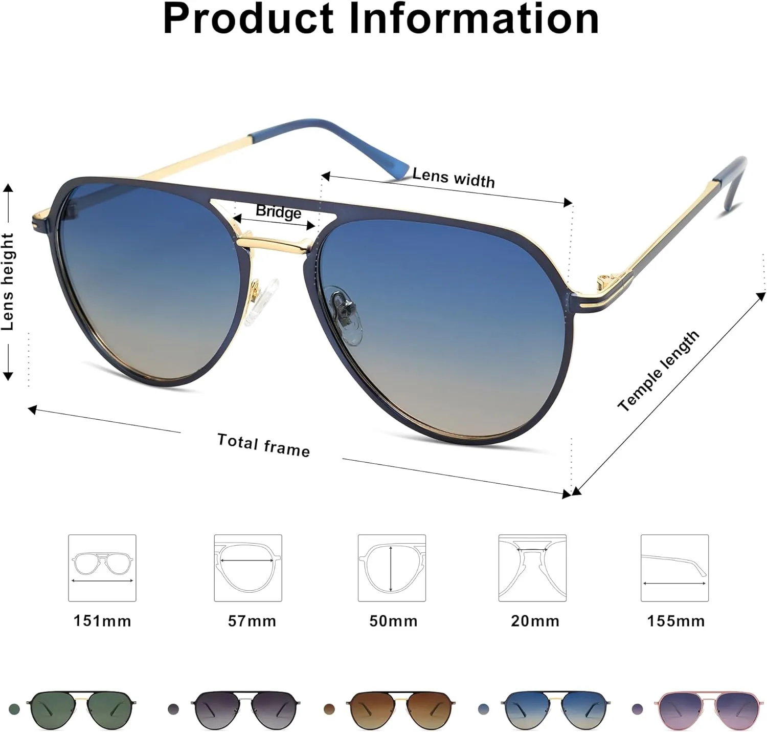 SOJOS Trendy Aviator Polarized Sunglasses for Women Men Retro Shades Classic Metal Sun Glasses SJ1204A