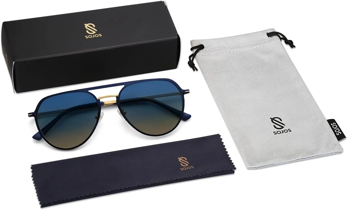 SOJOS Trendy Aviator Polarized Sunglasses for Women Men Retro Shades Classic Metal Sun Glasses SJ1204A