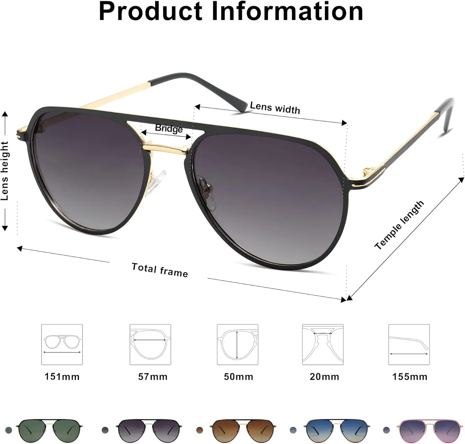 SOJOS Trendy Aviator Polarized Sunglasses for Women Men Retro Shades Classic Metal Sun Glasses SJ1204A