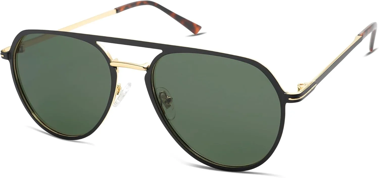 SOJOS Trendy Aviator Polarized Sunglasses for Women Men Retro Shades Classic Metal Sun Glasses SJ1204A