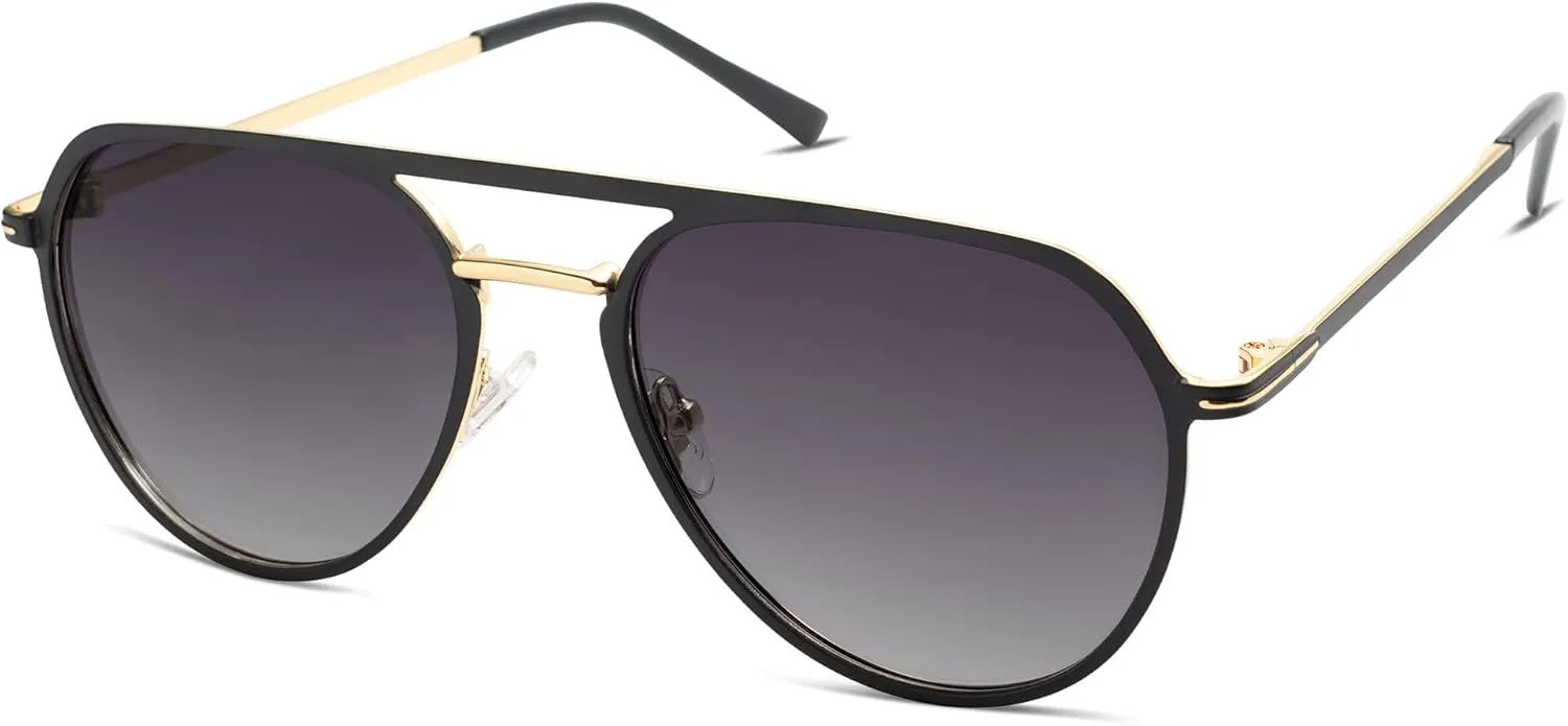 SOJOS Trendy Aviator Polarized Sunglasses for Women Men Retro Shades Classic Metal Sun Glasses SJ1204A