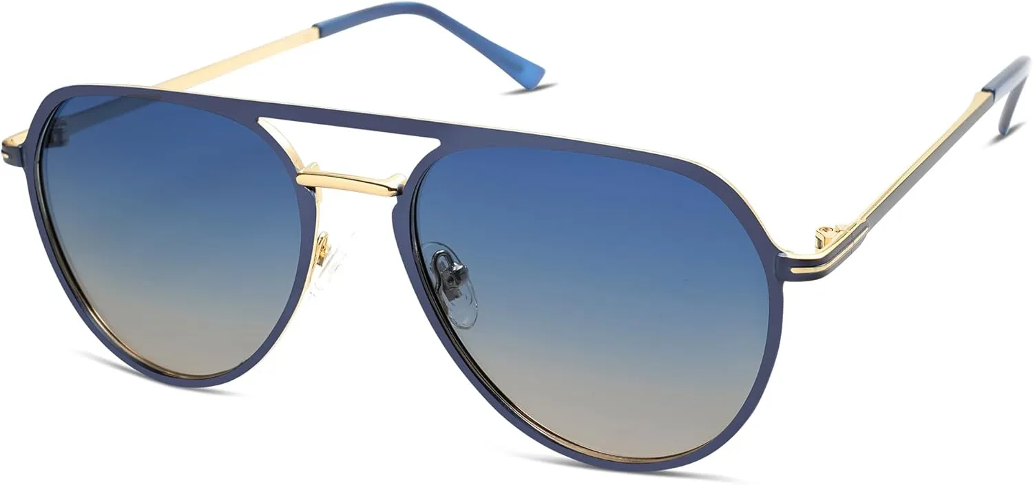 SOJOS Trendy Aviator Polarized Sunglasses for Women Men Retro Shades Classic Metal Sun Glasses SJ1204A
