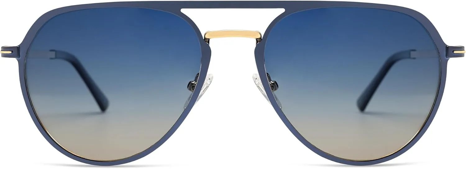 SOJOS Trendy Aviator Polarized Sunglasses for Women Men Retro Shades Classic Metal Sun Glasses SJ1204A