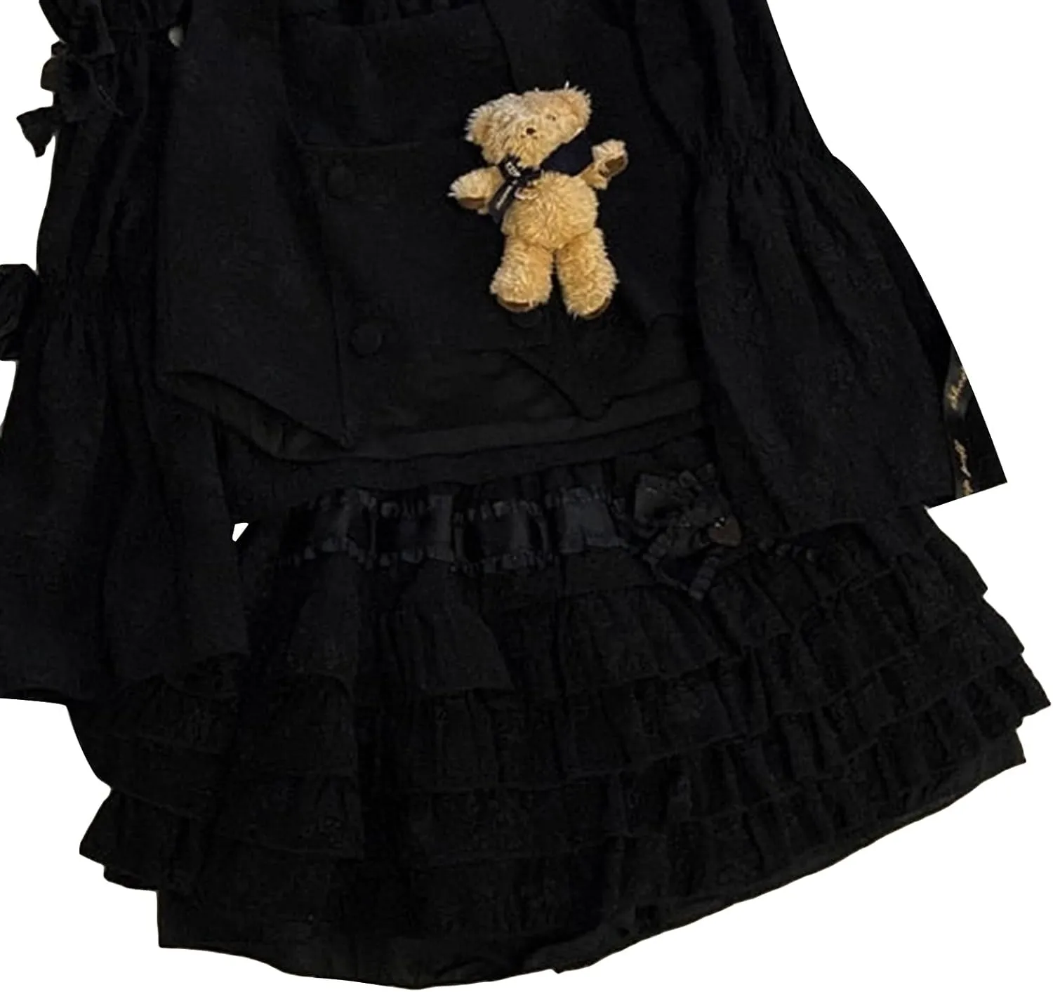SOLILOQUY Women's Lolita Kawaii Mini Skirts Elastic Waist Tiered Ruffle Mini Skirts/Skort Japanese Korean Cute Sweet Skirt