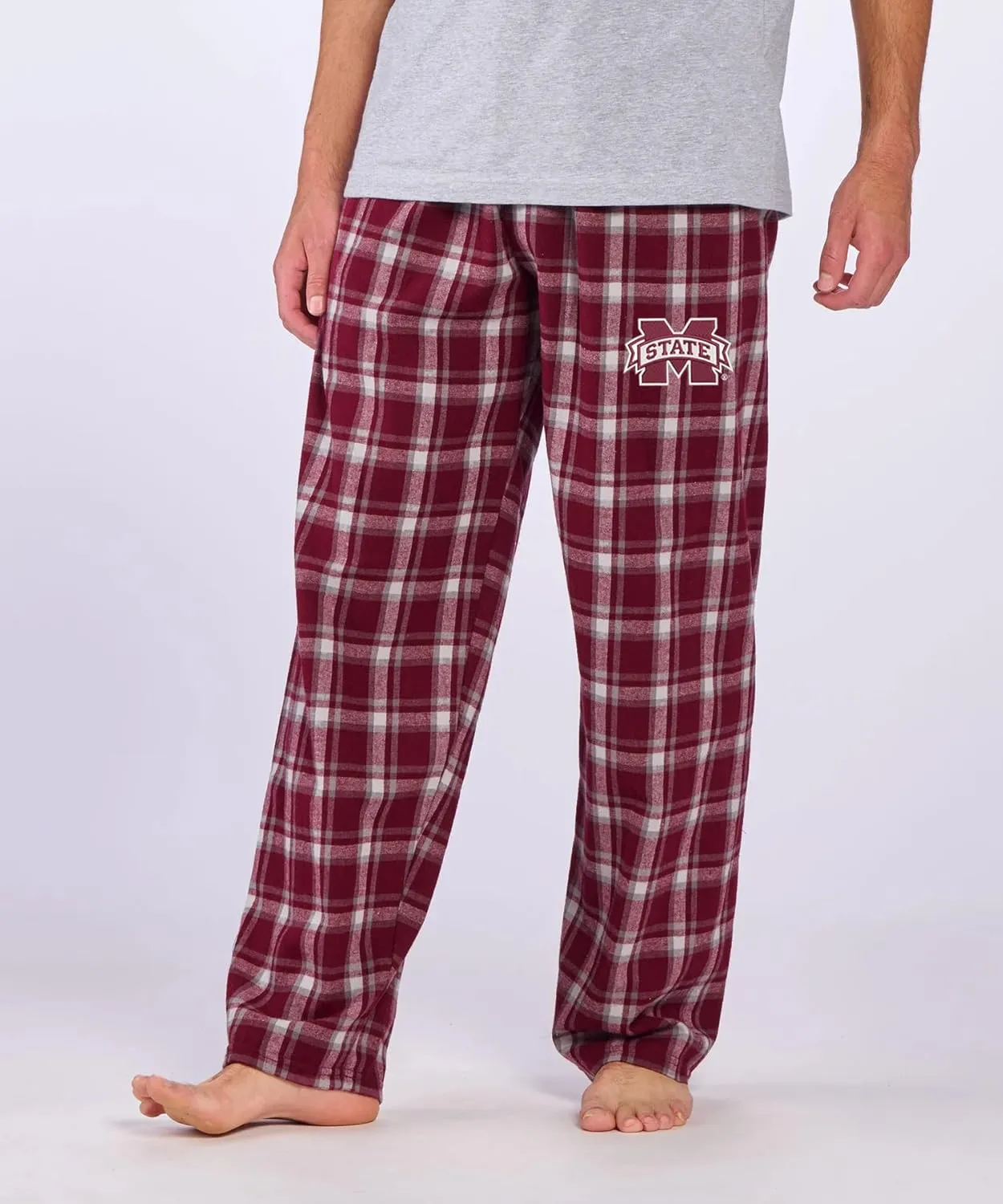 Sorority Letters Shop Mississippi State University Flannel Pajama Pants with Embroidered Mississippi State M Logo