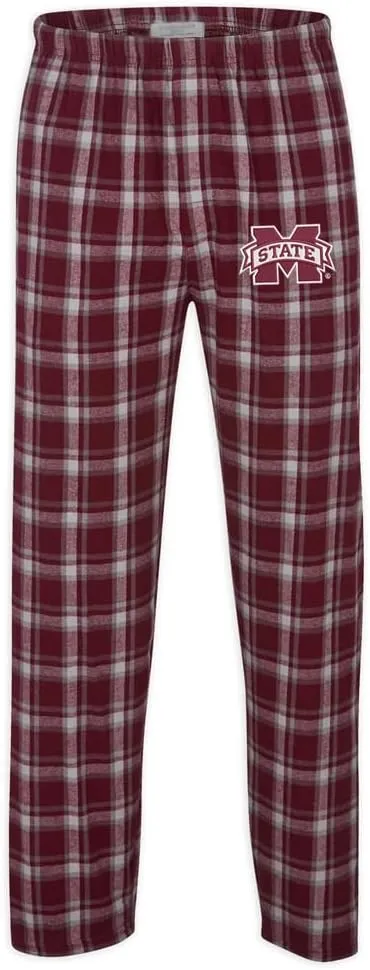 Sorority Letters Shop Mississippi State University Flannel Pajama Pants with Embroidered Mississippi State M Logo