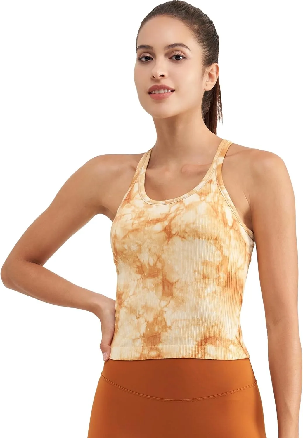 sphinx cat Ribbed Workout Short Racerback Tank Tops for Women with Built in Bra