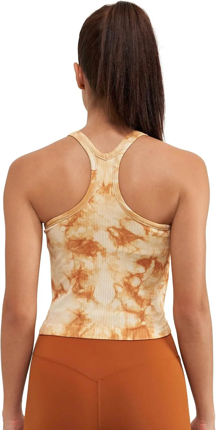 sphinx cat Ribbed Workout Short Racerback Tank Tops for Women with Built in Bra
