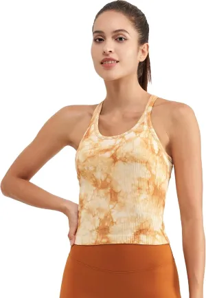 sphinx cat Ribbed Workout Short Racerback Tank Tops for Women with Built in Bra