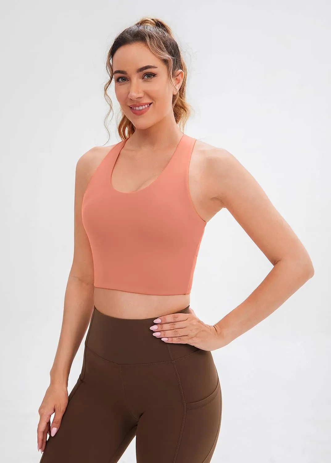 Sports Bras for Women Criss-Cross Back Padded Workout Tank Tops Medium Support Crop Tops for Women