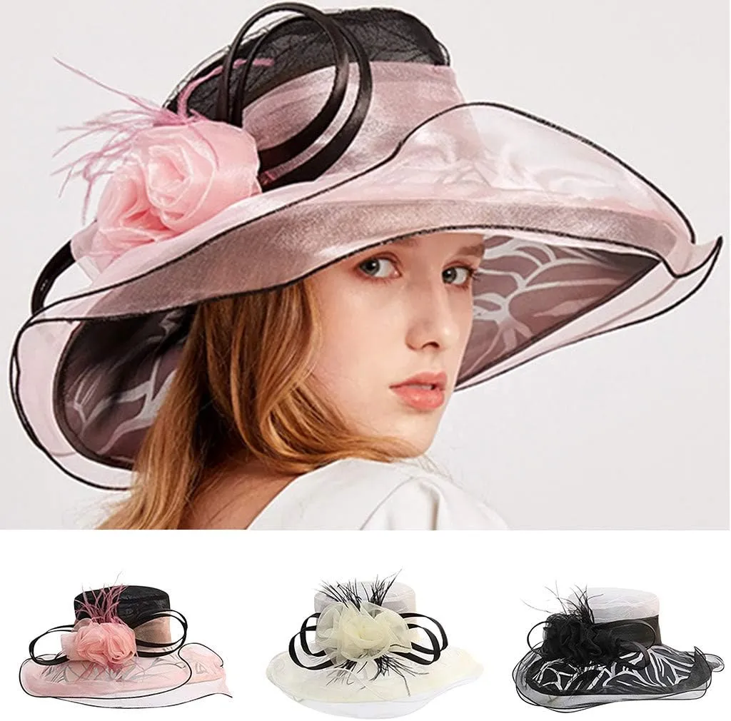 Straw Derby Hats for Women Fascinators Easter Tea Party Hat Ladies Pill Box Dressy Hats Sunday Outfits