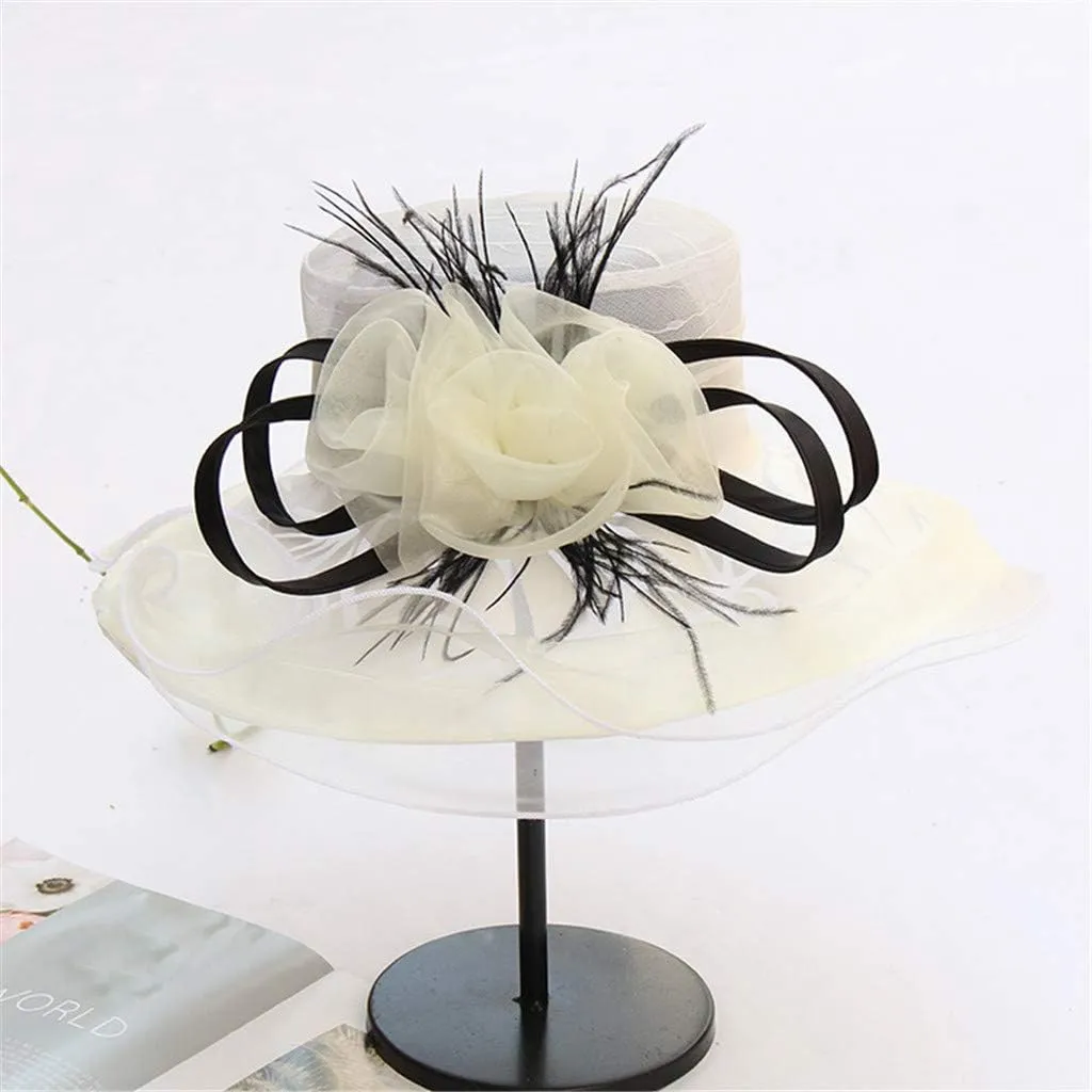 Straw Derby Hats for Women Fascinators Easter Tea Party Hat Ladies Pill Box Dressy Hats Sunday Outfits