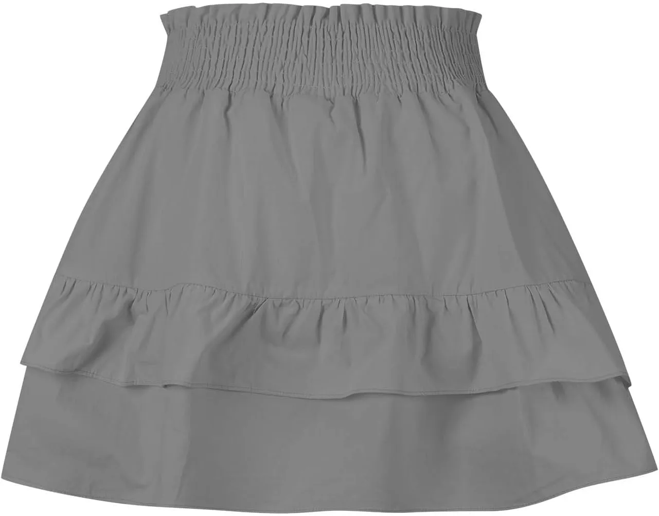 Summer Skirts for Women Pleated Elastic Waist Layered Ruffle Mini Skirt Casual Lightweight Active Skirts